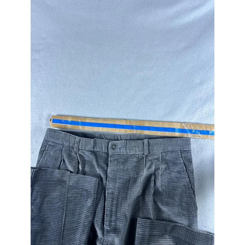 David Rose For Camden Passage Pants Mens 34x30 Gray Houndstooth Corduroy Pleated